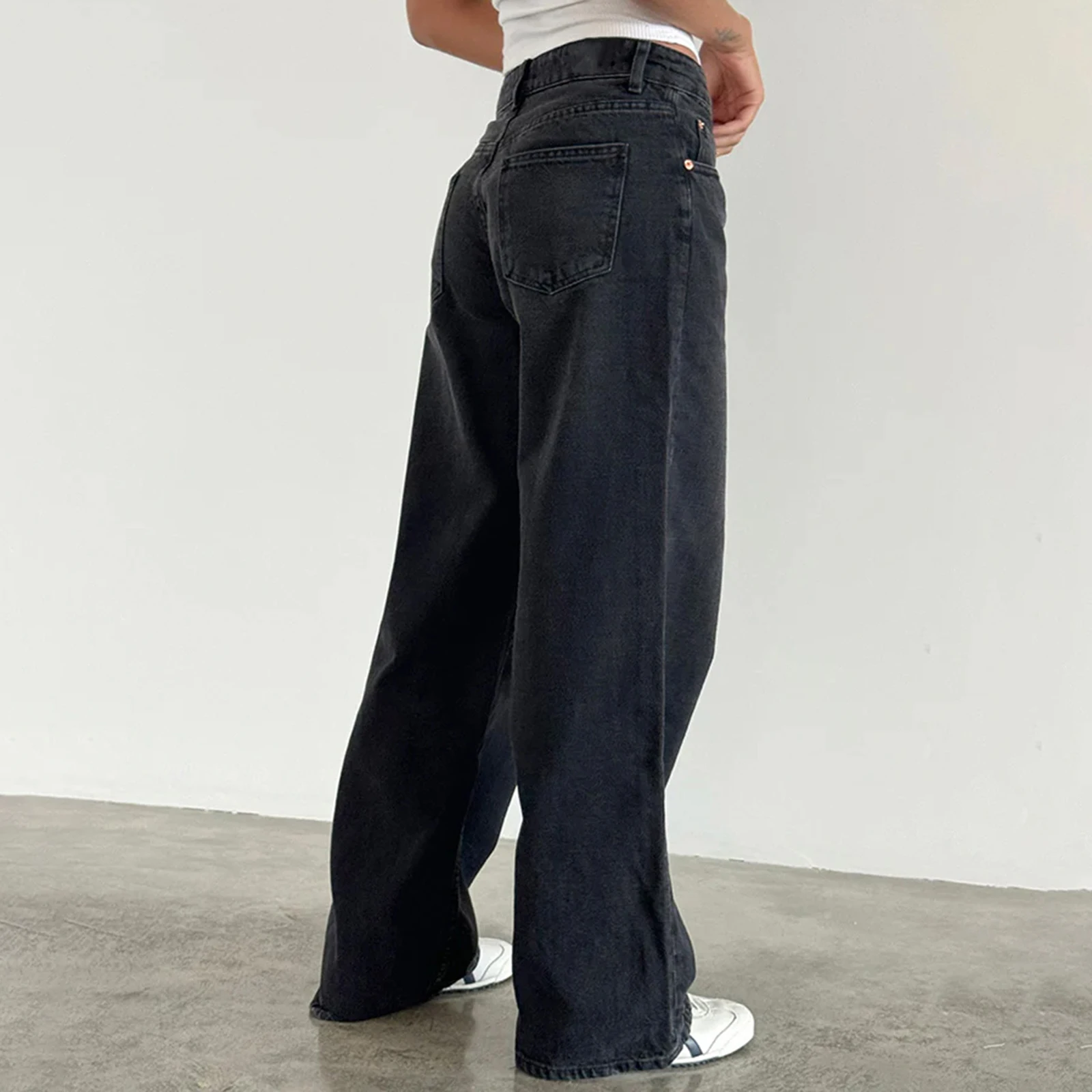 Pantaloni in Denim versatili primaverili ed estivi da donna pantaloni Casual larghi a vita bassa multitasche a gamba larga Streetwear