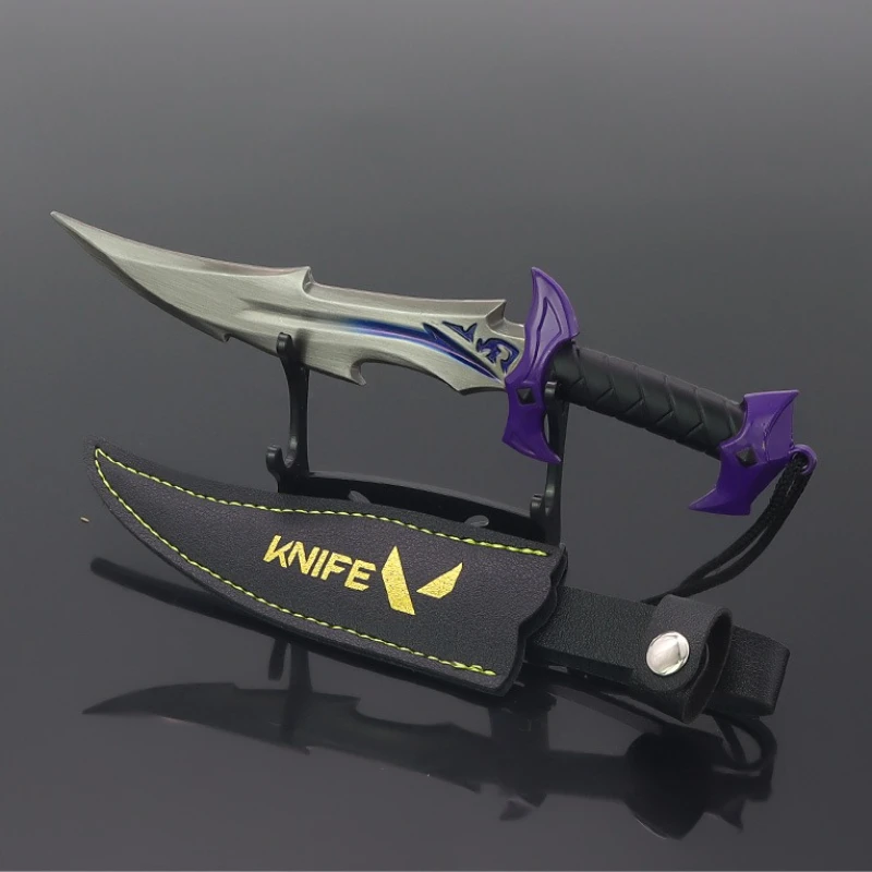 18 سنتيمتر/7.08in Valorant لعبة الأجهزة الطرفية Loot الانطباع سكين جيب مع الحافظة التدريب سكين سلاح معدني نموذج الحرفية حلية #2