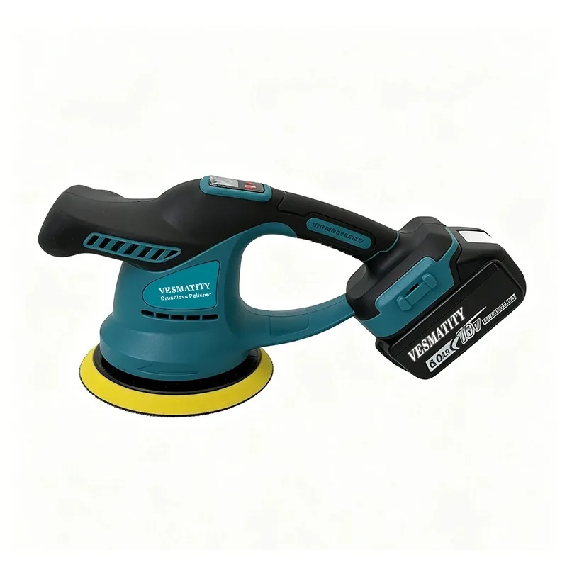 Brushless Cordless Car Polisher 18V-20V 8 Gear 125mm Wireless Buffing Machine for Automotive Waxing Scratch Repair Bare