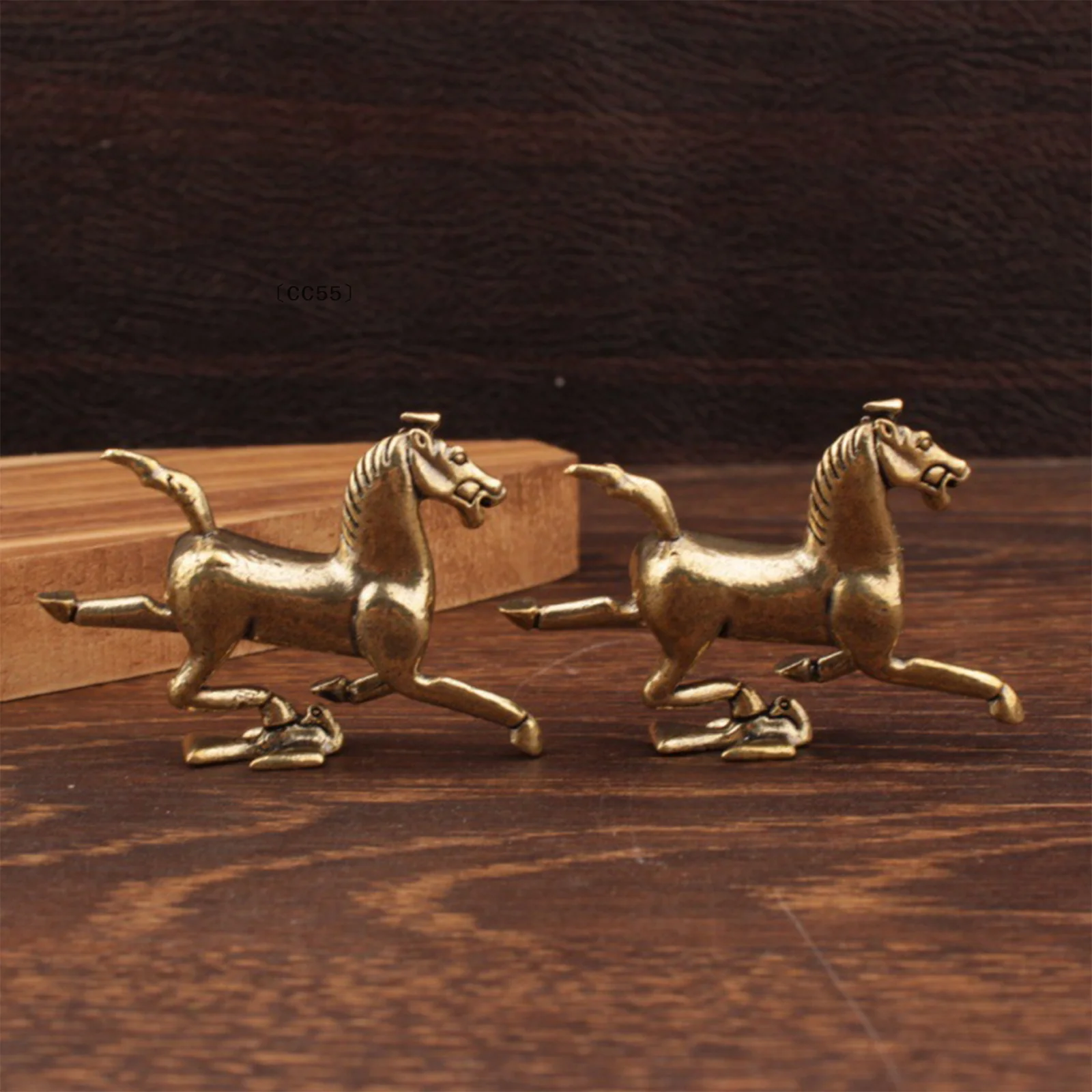 〔CC55〕Brass Horse Figurines Chinese New Year Zodiac Horse Ornament Feng Shui Lucky Statue Home Office Desktop Decoration Crafts