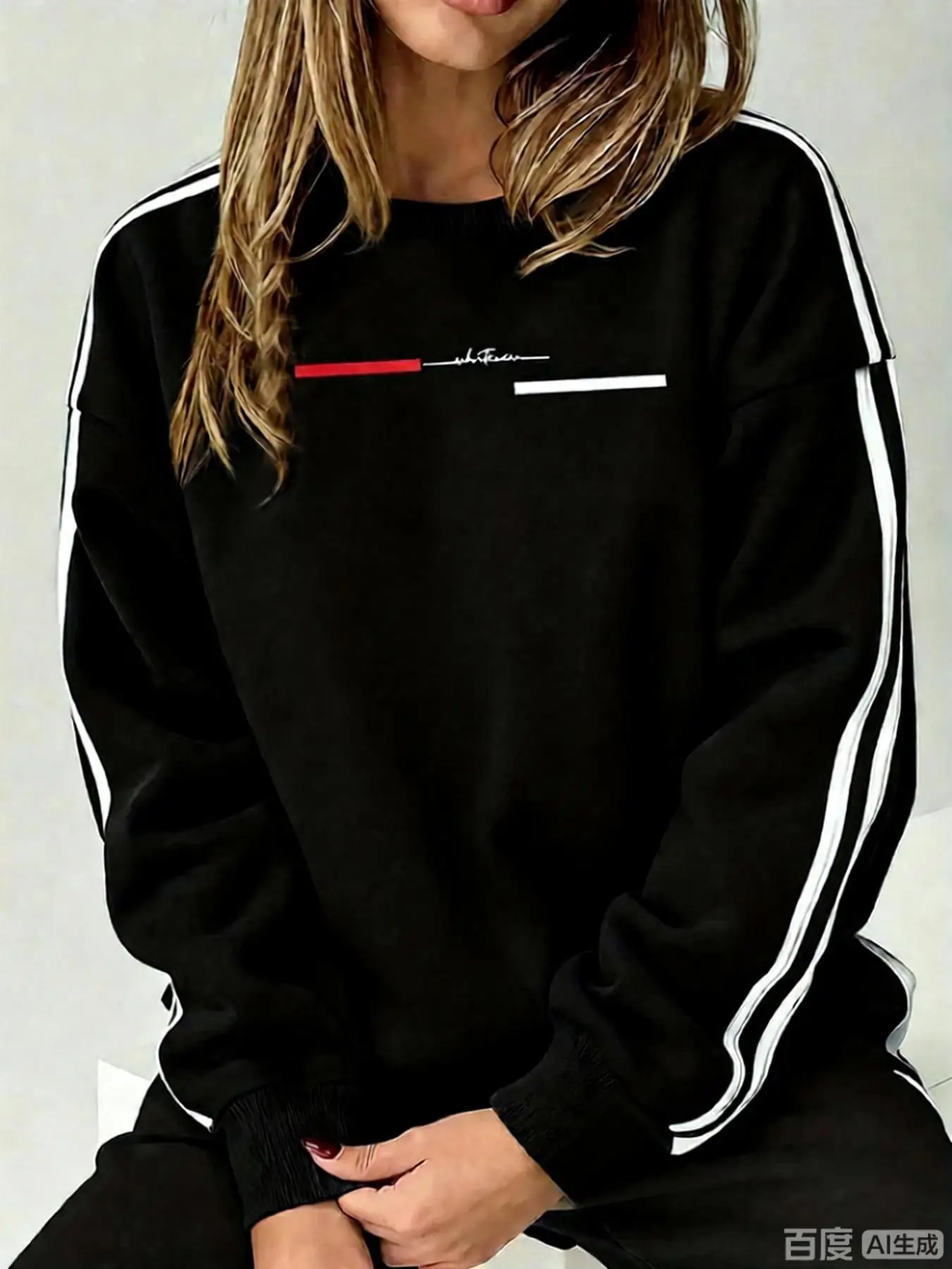 Women's autumn and winter loose casual comfortable cartoon tiger print plus velvet long sleeved round neck hoodie pullover