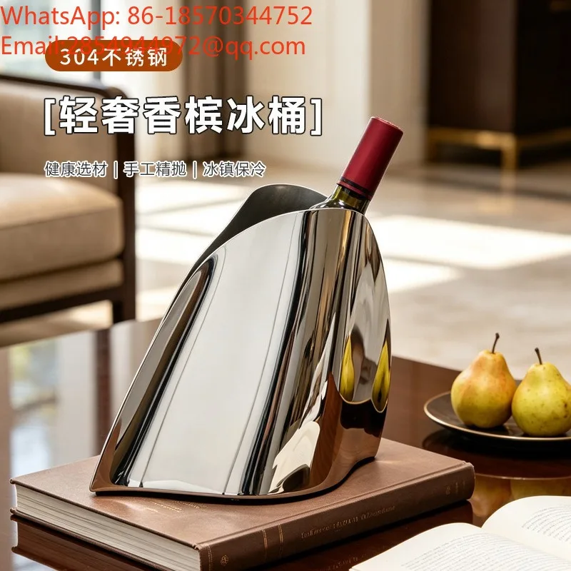 Nordic Light Luxury, Stainless Steel Champagne Ice Bucket, Mirror Red Wine Ice Bucket