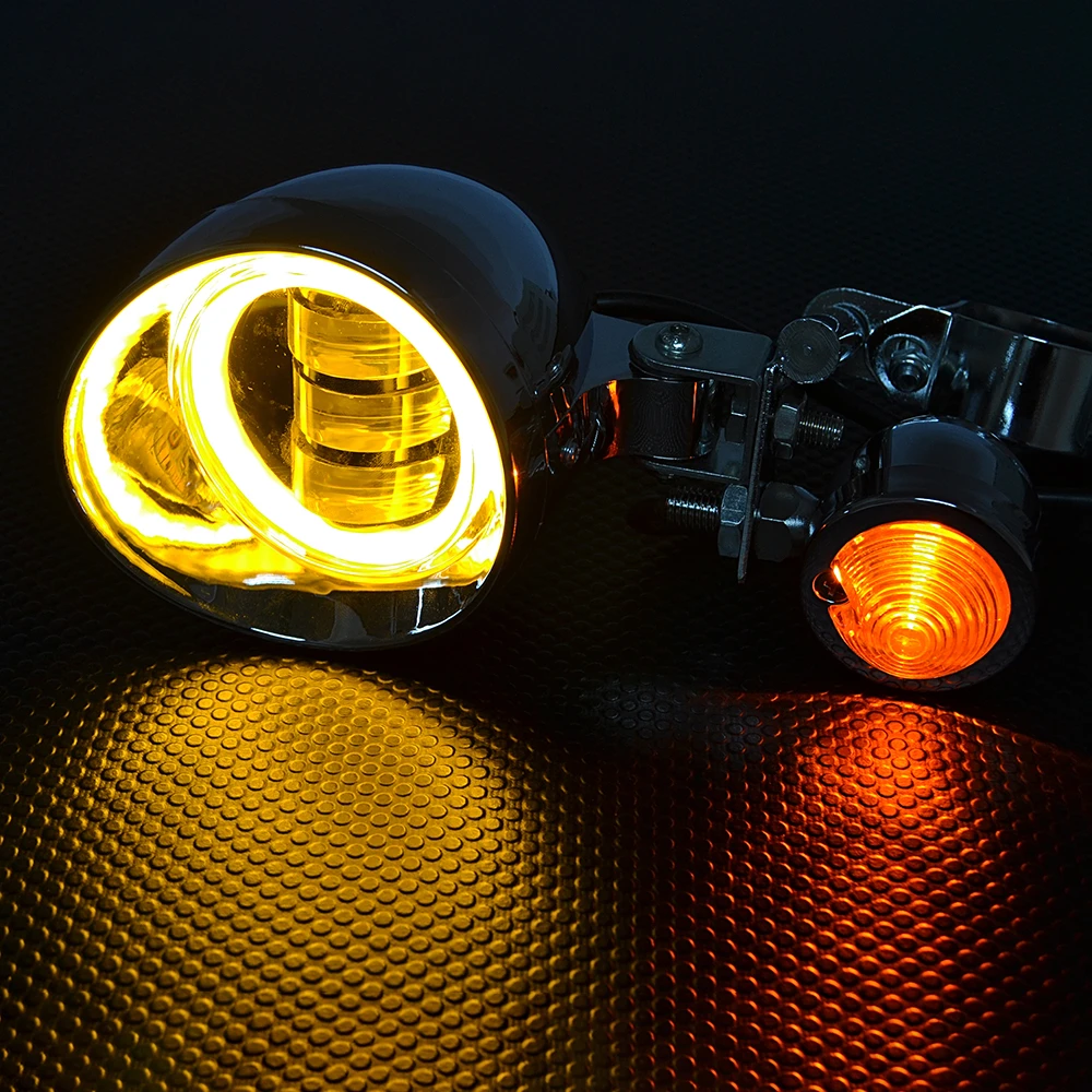 Fog Light Assembly Spot Driving Headlight Lamp Passing Turn Signals For Honda Shadow VTX 1300 1800 VT 600 750 With 33-43 MM Fork