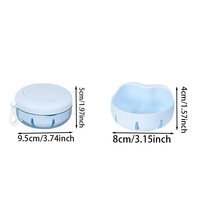 1pc Denture Case with Mirror Leak-Proof Cleaning Container for Full/Partial Dentures Retainer Mouth Guards Braces & Aligners