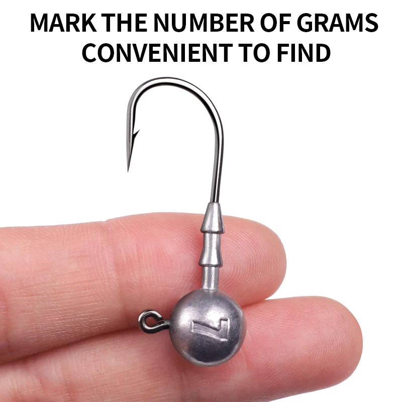 LINNHUE الرصاص رئيس هوك 5 قطعة/الحقيبة 3.5 جرام 5 جرام 7 جرام 10 جرام 12 جرام 14 جرام هوك عالية الكربون المقاوم للصدأ الحبار تهزهز معالجة اكسسوارات الصيد هوك