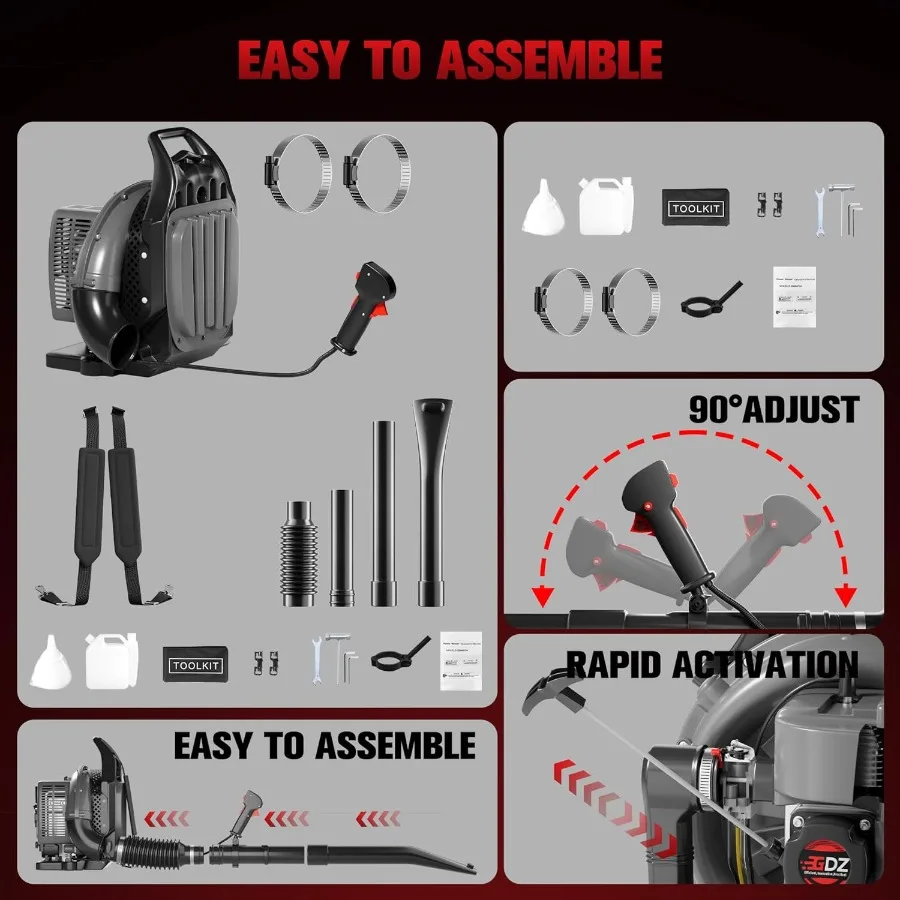 منفاخ أوراق الظهر بالغاز مع محرك 2 أشواط محمول من الفئة V 63 CC لتنظيف الفناء بكفاءة وصيانة الممتلكات HighVelo