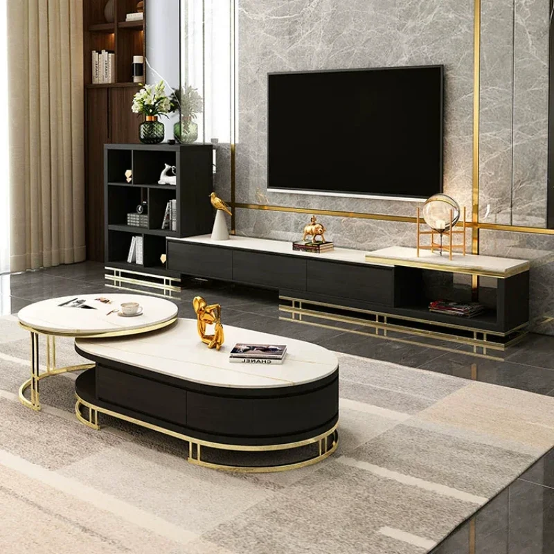 

table TV cabinet, combination light luxury small apartment, oval modern, simple Internet celebrity living room furniture