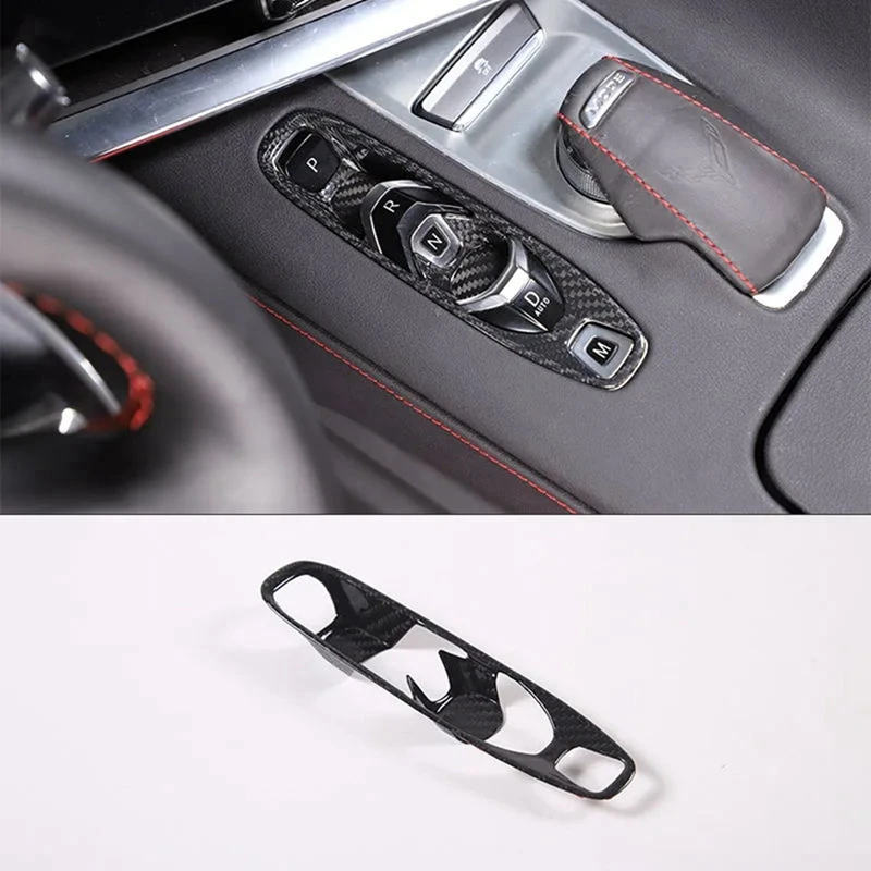 Console Gear Shift Button Trim Real Hard Carbon Fiber For Chevrolet Corvette C8 2020-2023