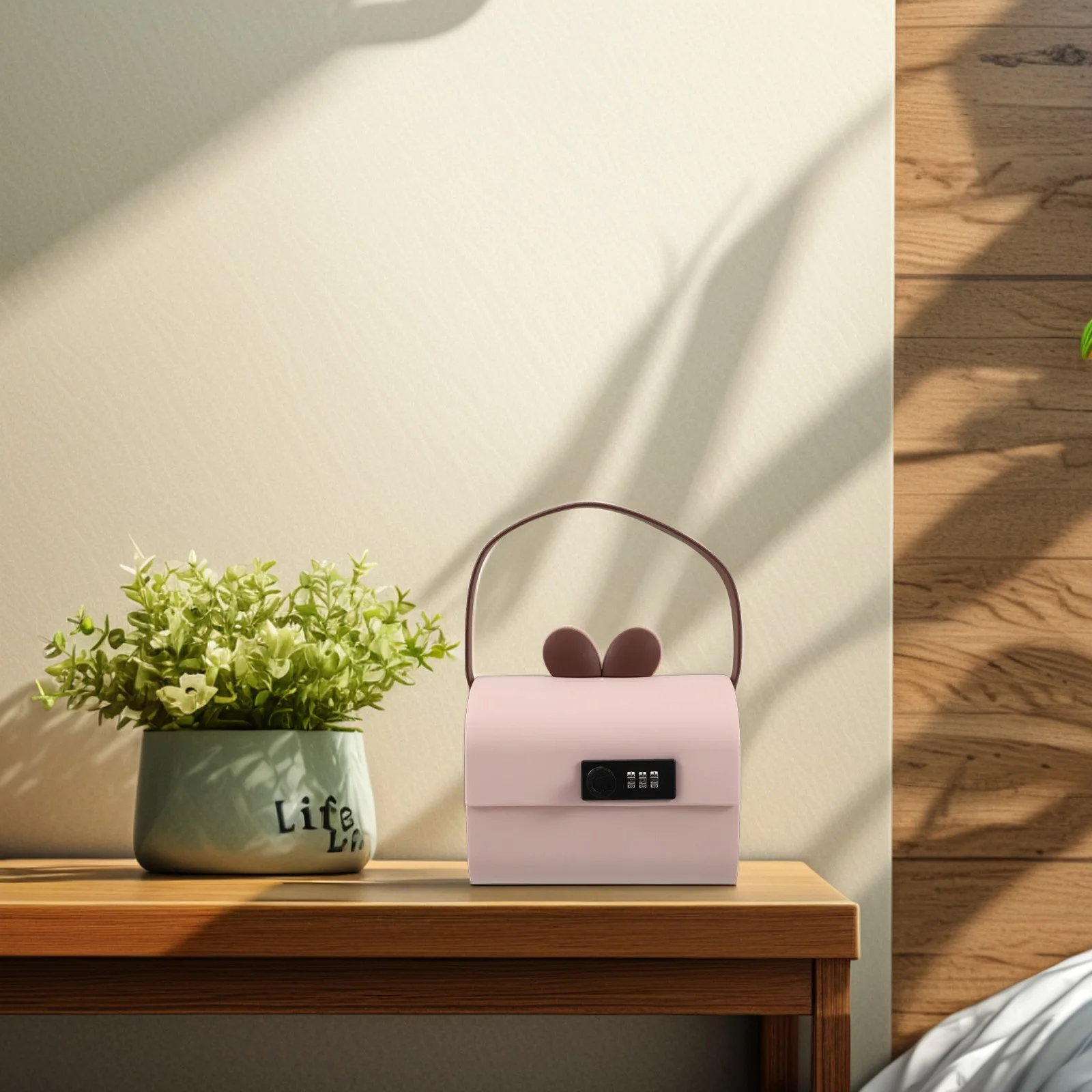 حصالة على شكل حيوان للأطفال والأولاد والبنات، صندوق نقود صغير محمول، قفل برمز وردي، صندوق نقود آمن للتخزين الآمن للأطفال