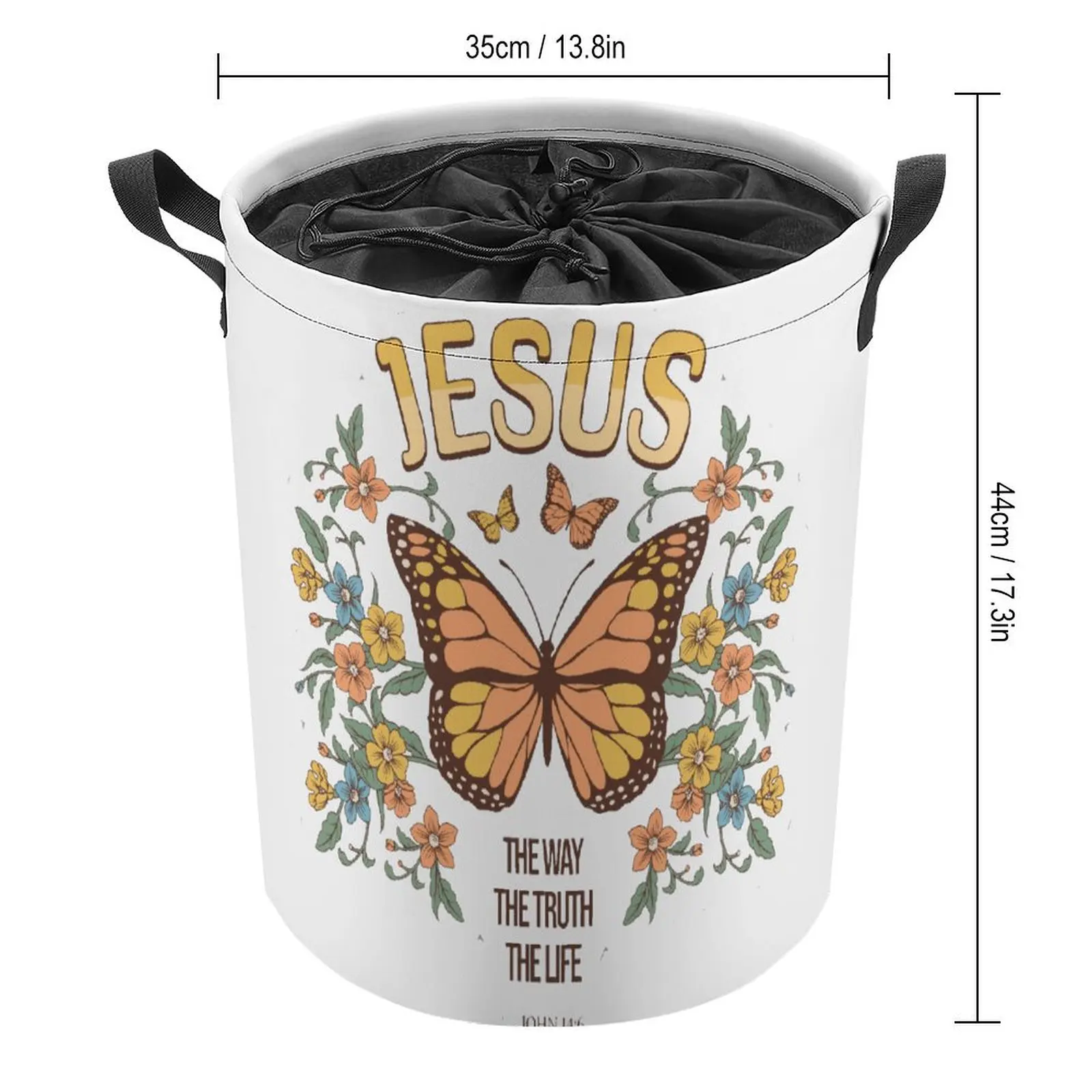 Jesus The Life Christianity Lover Quote Sticker Laundry Basket Storage Tank Dust Proof Unique Storage of Clothes Super Soft Conv