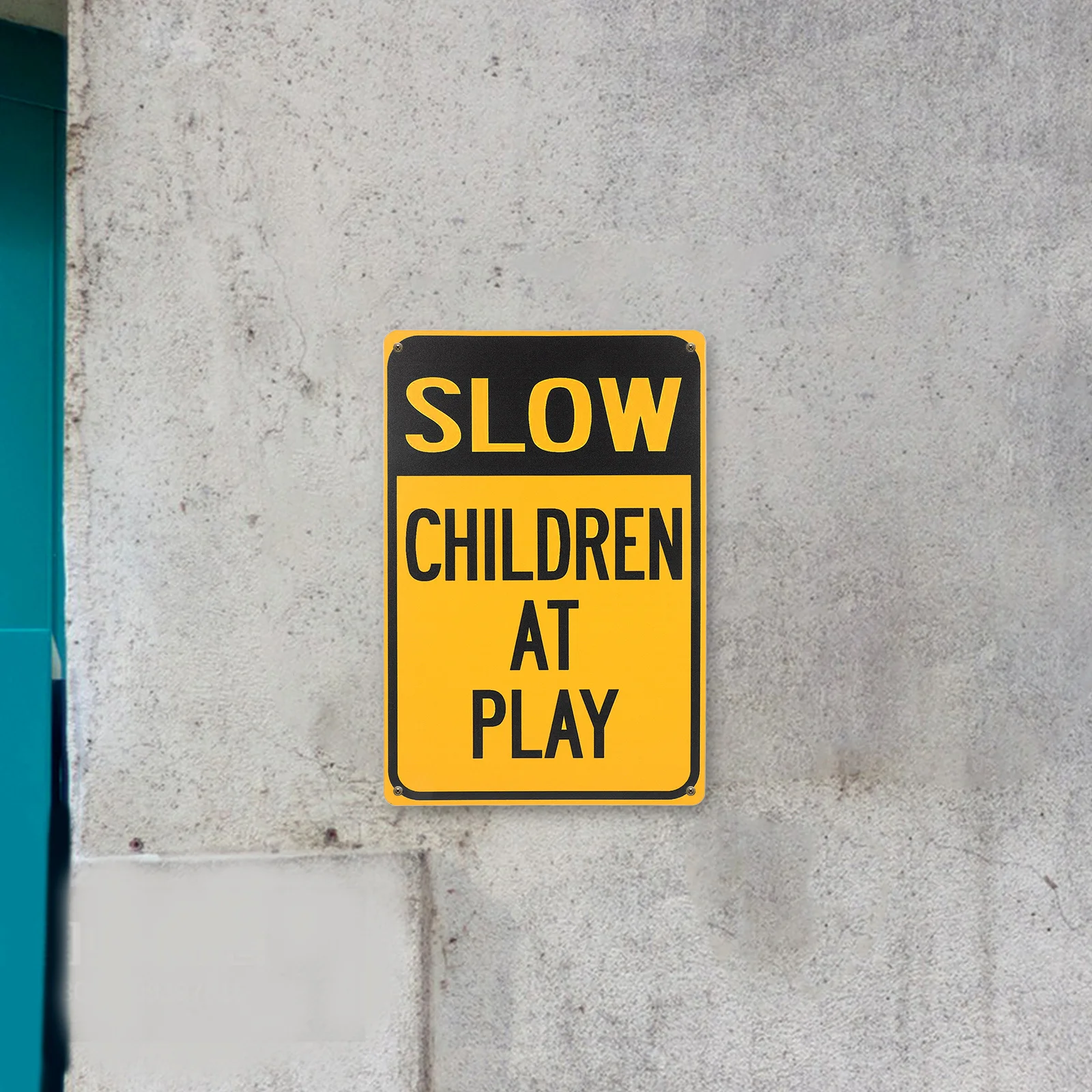 2Pcs Safety Signs Slow Down Children At Play Iron Signs for Neighborhoods Streets Easy Installation Slow Down Sign