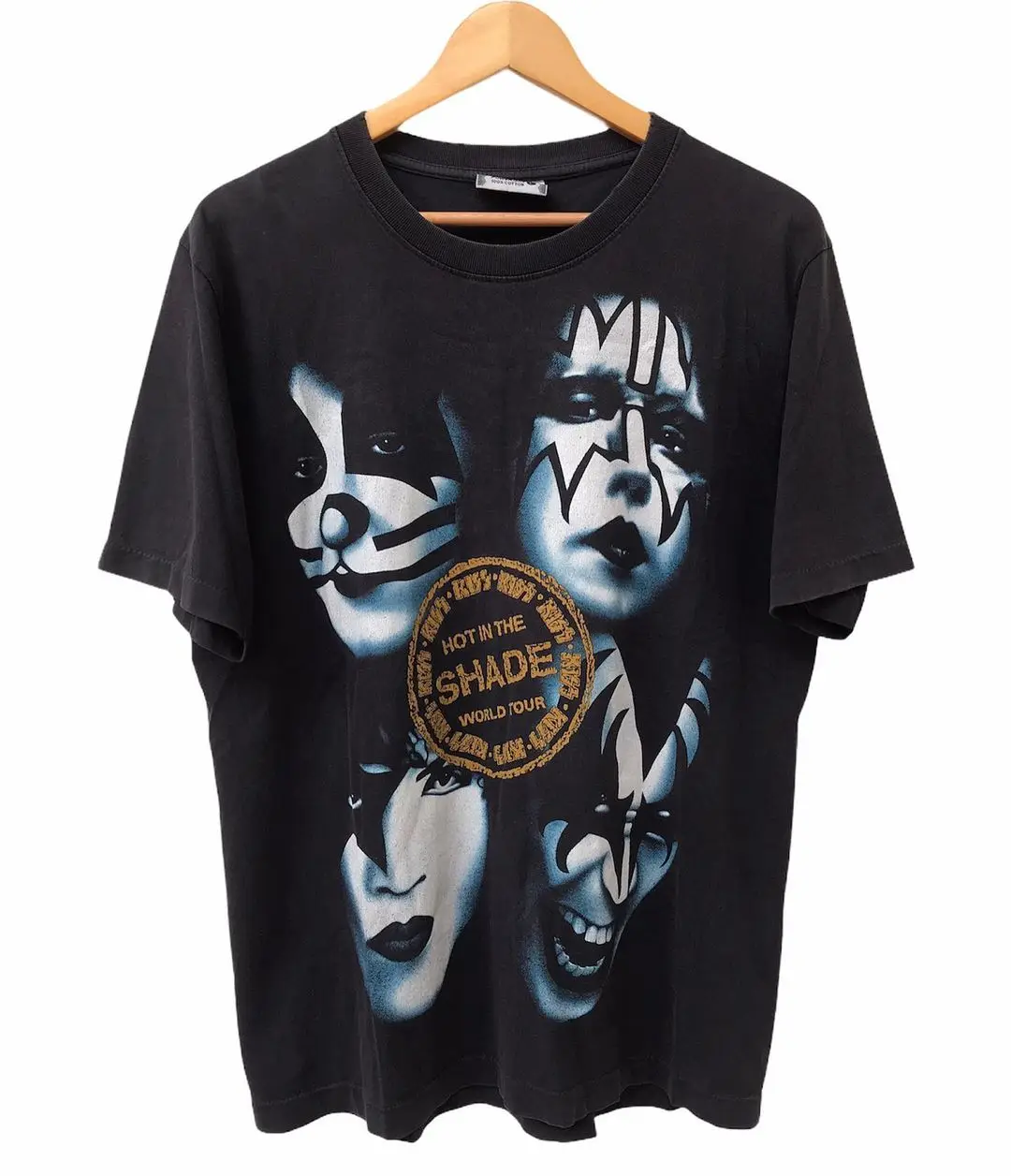 Kiss Rock Band 1989 Álbum CALIENTE EN LA SHADE Blockbuster Vintage Camiseta de manga corta High Street