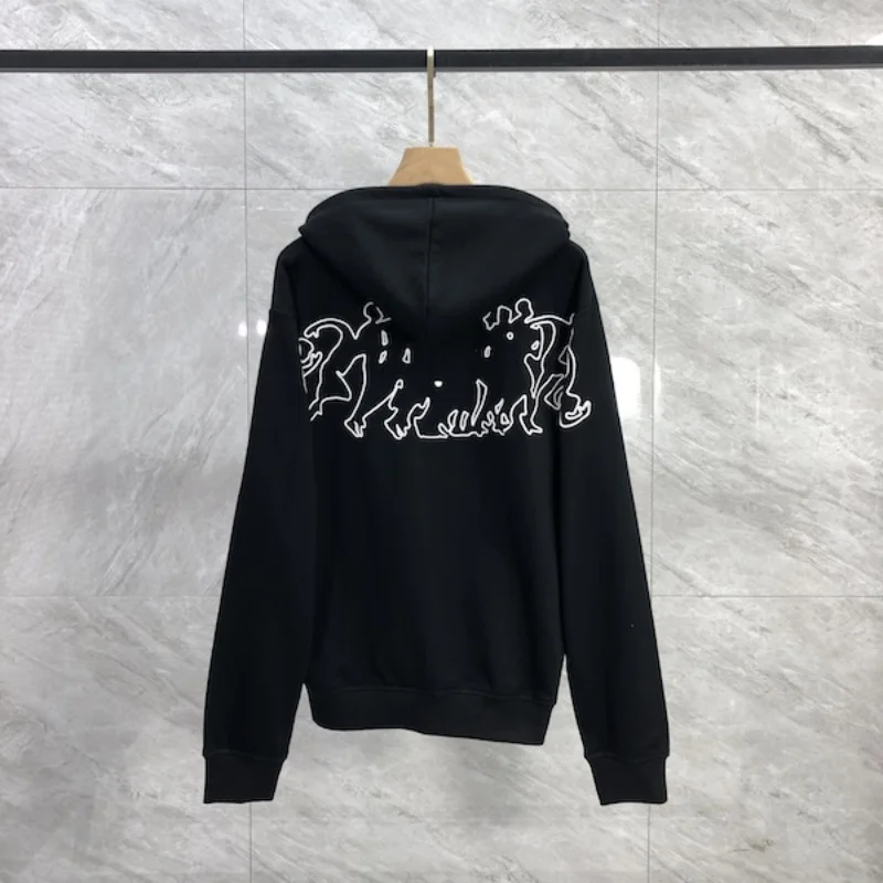 

Embroidered Running Figure on The Back Arte Hoodie Men Women Casual Looped Hooded Sweatshirt