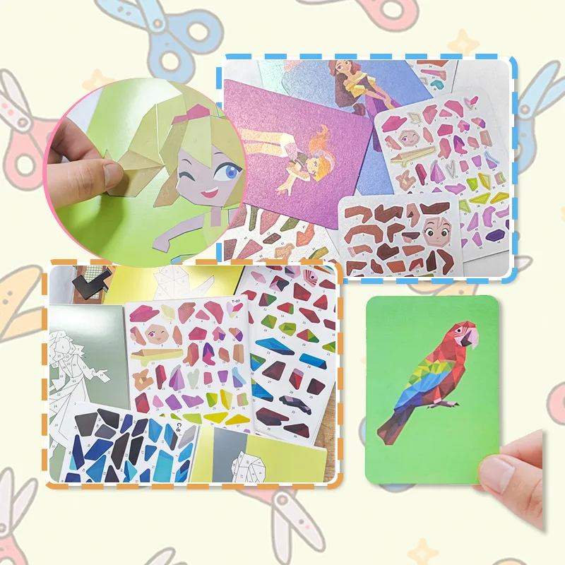 مجموعات الكولاج الهندسية ثلاثية الأبعاد للأطفال • ألغاز لاصقة ذاتية الصنع ألعاب تعليمية لتدريب التركيز • الحرف اليدوية لتعزيز الدماغ للأطفال #4