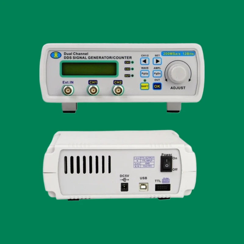 JUNTEK MHS5206A 6MHz Dual Channel DDS Function Generator - Arbitrary Waveform Signal Source with Frequency Meter