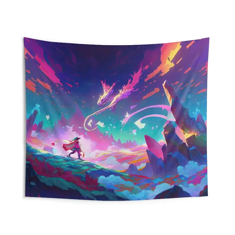 Psychedelic Alien Landscape Wall Art Otherworldly Wall Decor Striking Sci-Fi Tapestry Gift Wall Hanging for Living Room Bedroom