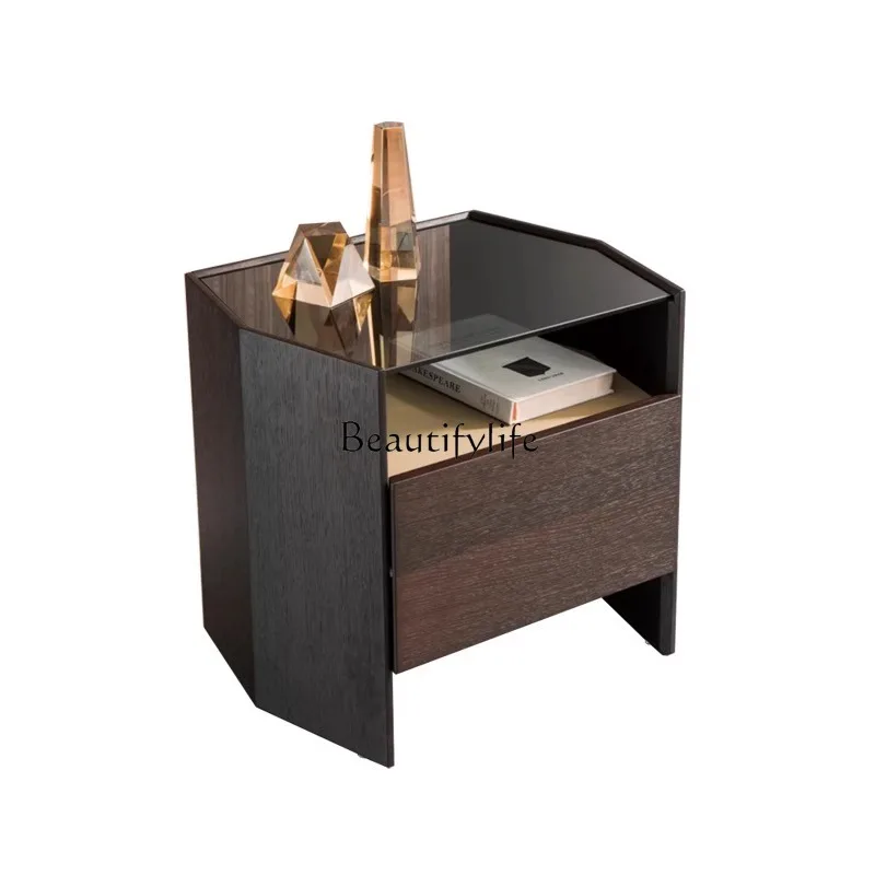 

Italian Minimalist New Bedside Table Designer Diamond High-End Custom Storage Small Side Cabinet