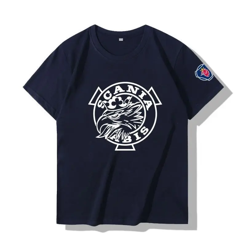 

American fashion Scania truck fan short-sleeved t-shirt big truck driver heavy truck men's and women's half-sleeved clothes