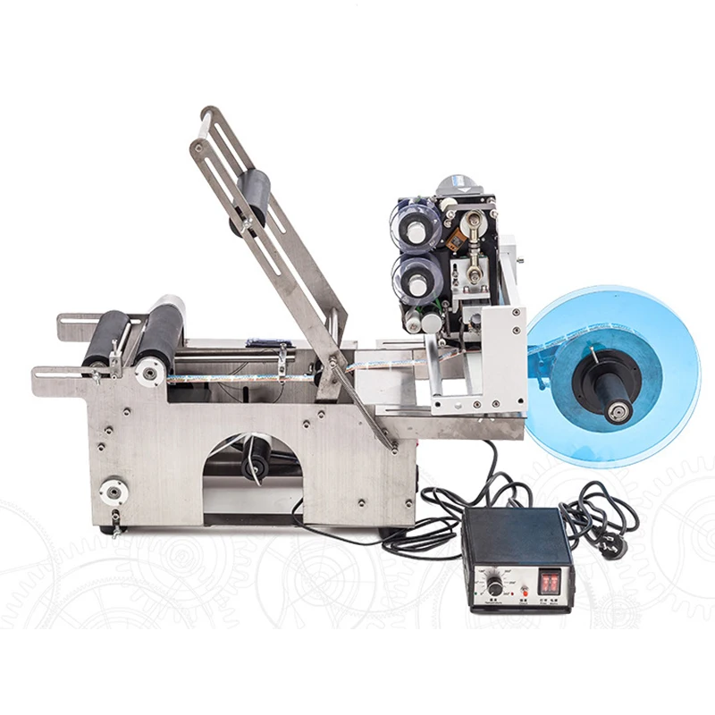 آلة وضع العلامات على الملصقات ذاتية اللصق شبه الأوتوماتيكية SLM-C للزجاجات المستديرة مع طابعة التاريخ #4