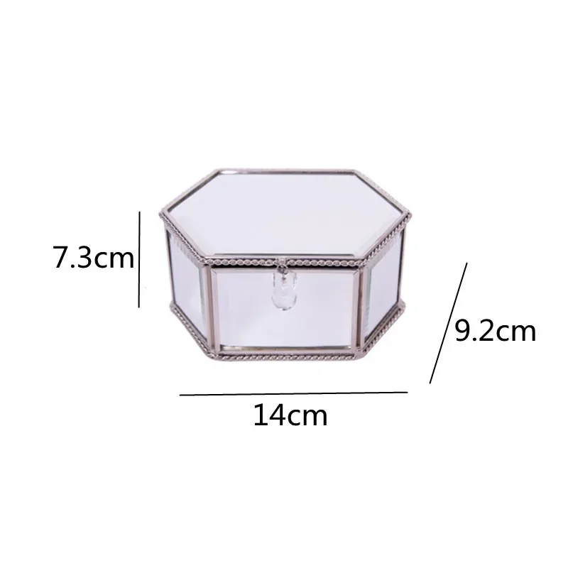 Hexagonal Jewelry Box Glass Storage Box Jewelry Organizer Cosmetic Boxes Decorative Display Stand Jewelry Tray Storage Organizer