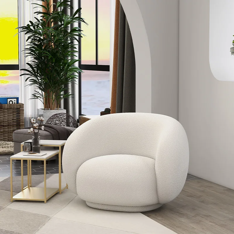 

Arc Cloth Art Living Room Small Room Light Luxury Lamb Cashmere Modern Simple White Nordic Designer Reception Sofa Chair