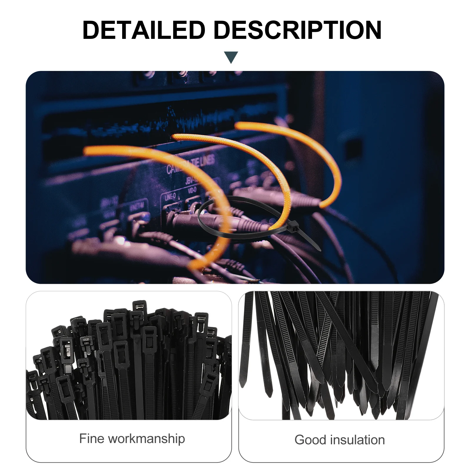 100 قطعة من أربطة كابلات النايلون ذاتية القفل بسحاب ربطات كابل مرنة متينة لإدارة الأسلاك للاستخدام الداخلي والخارجي #6