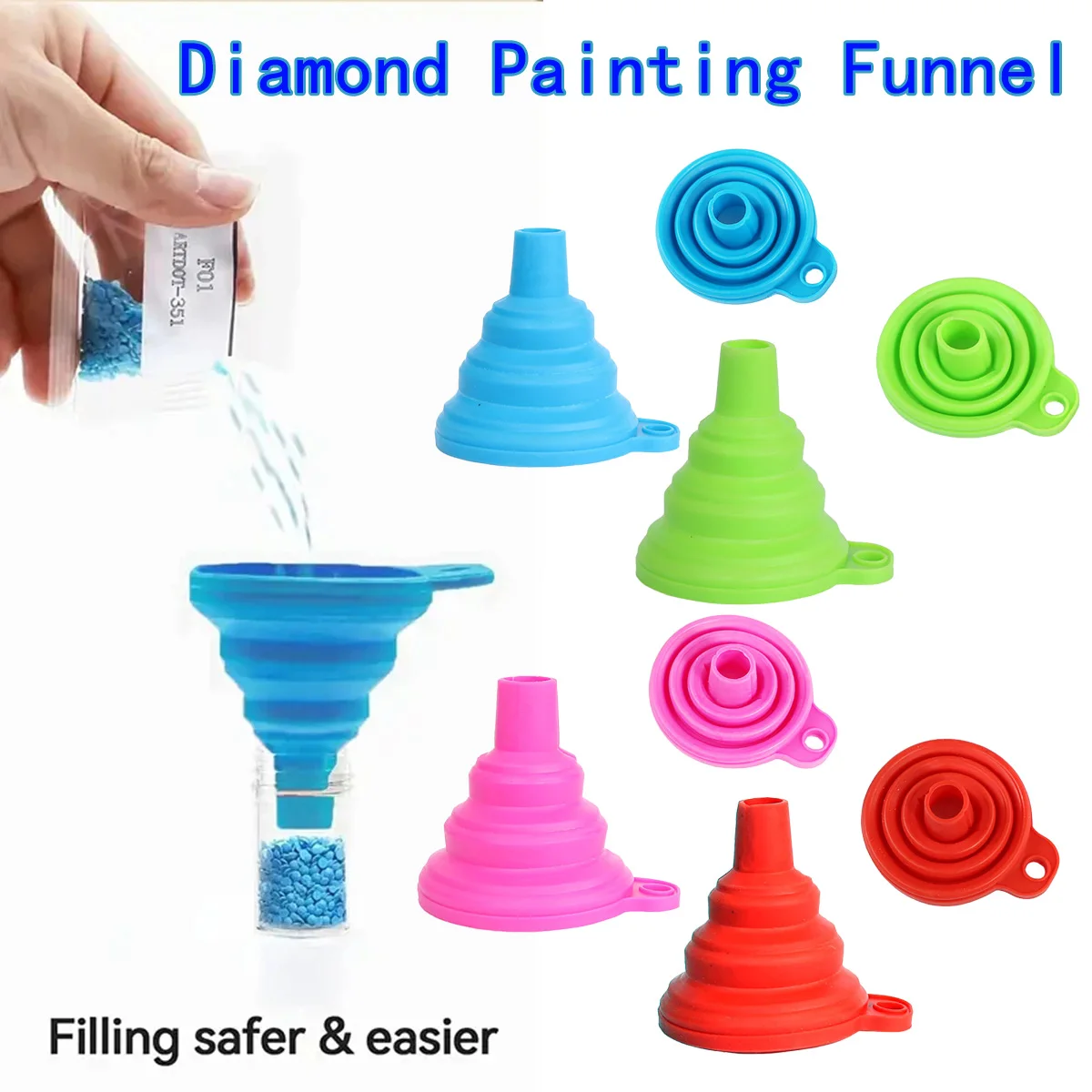 1pc Random Color DIY Diamond Painting Cross Stitch Funnel Drill Retractable Foldable Drill Tools Embroidery Daimond Mosaic Acces