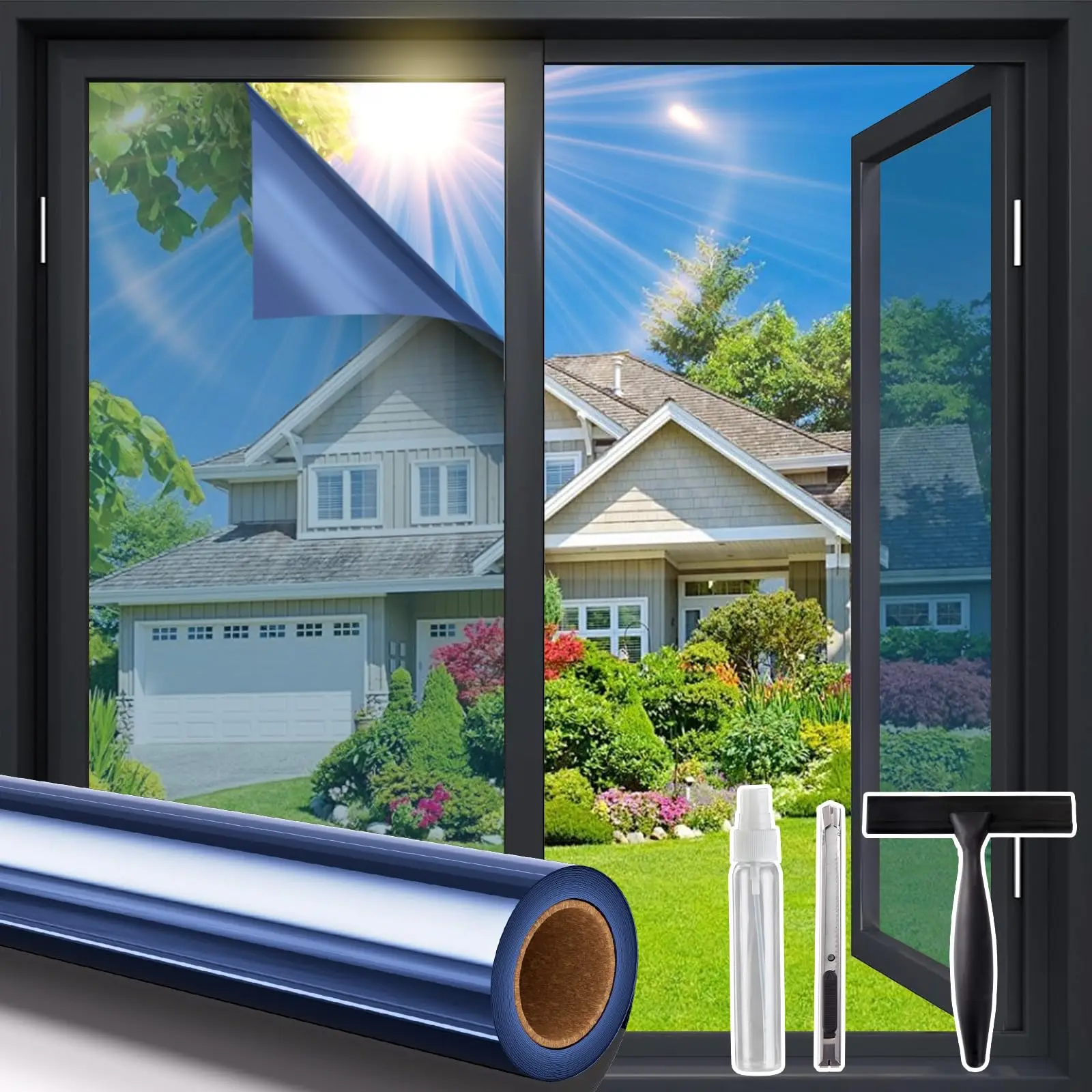 Anti-look venster vinyl glas privacy film eenrichtingsspiegelstickers UV blokkerende tint folie niet-klevende gepolariseerde raamfolie