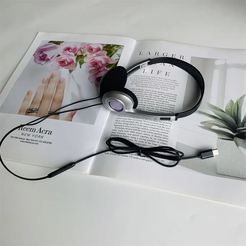 

Fashion Over Ear Retro Headset Personality Vintage Y2K Headphone Type C Earbud Wired Headphone Lisening Music