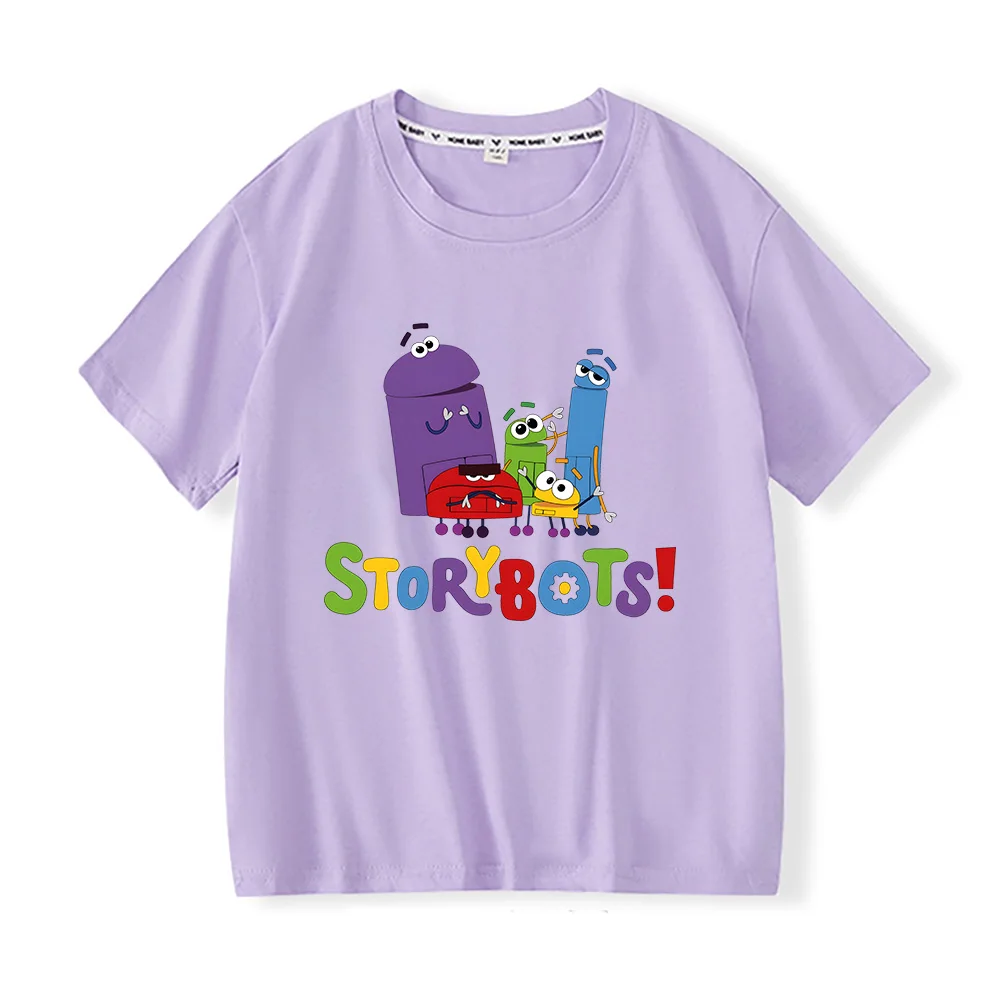 T-Shirt for Boys Funny Animation Storybots Cartoon Print Kids Tshirt Fashion Boy Girls Children Clothes Summer Short Sleeved Top