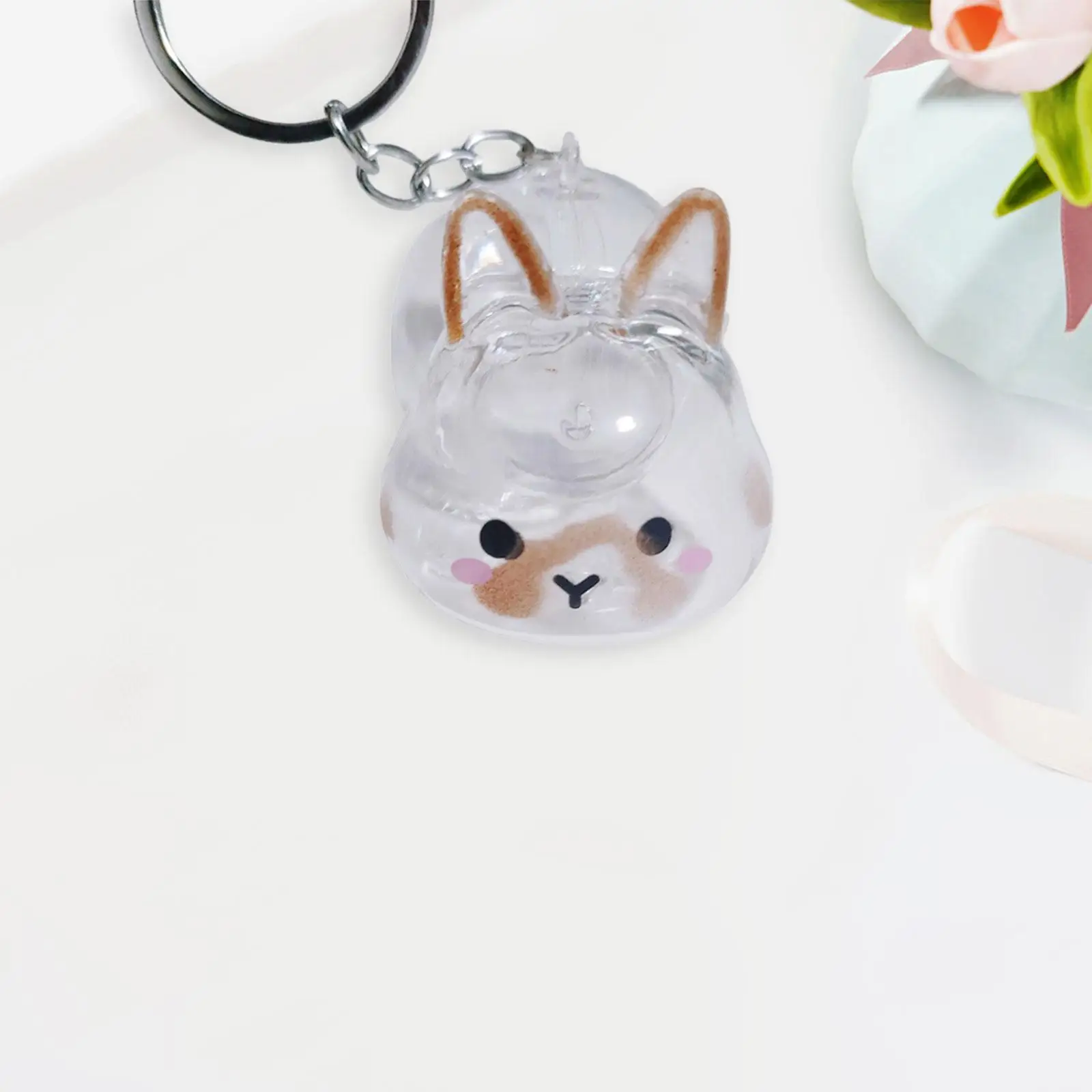 Practical Pet Hair Collector Keychain Rabbit Shape Keyring for Purse Backpack Handbag Car Keys Portable Storage Box Gift