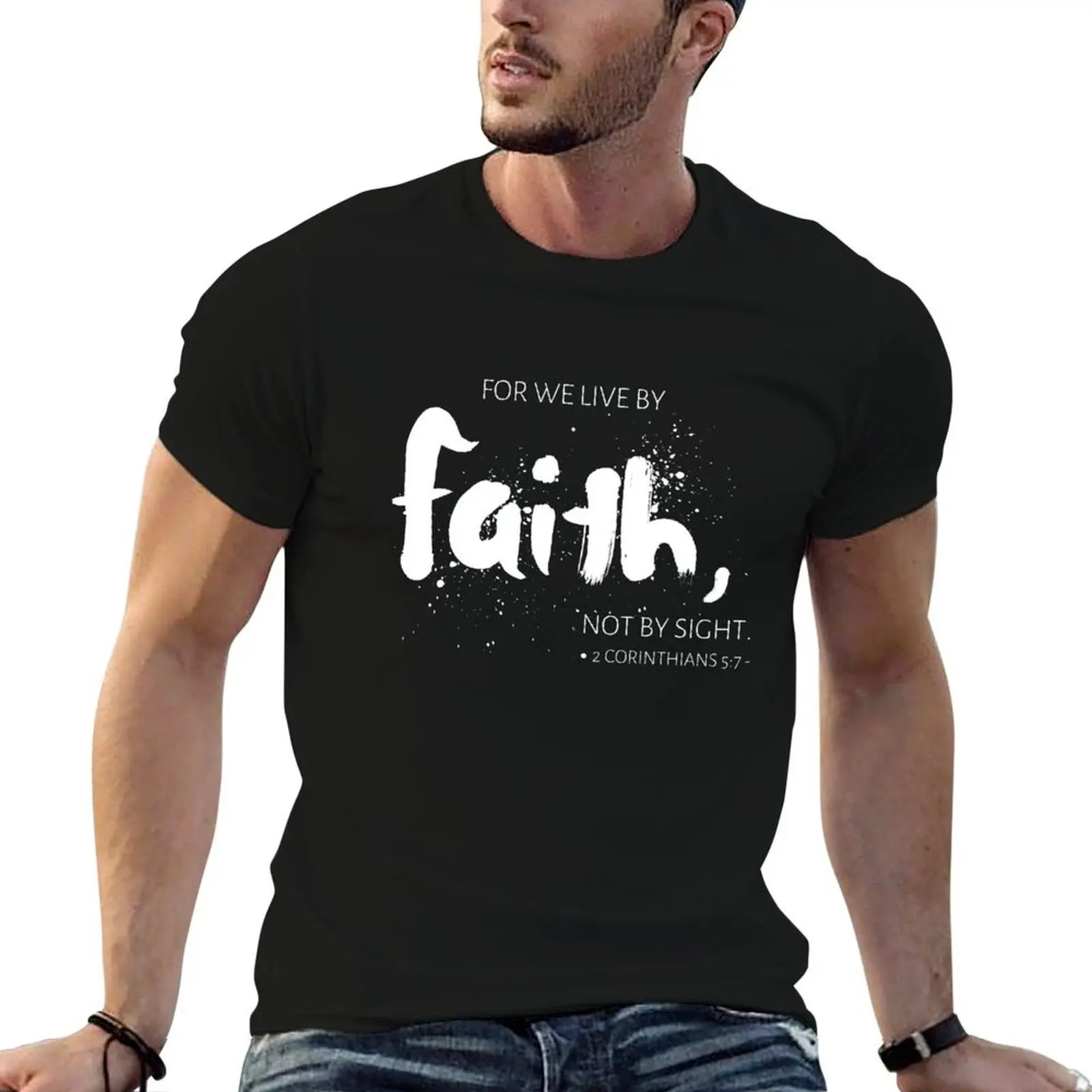 Para nós vivos pela fé não pelo vista 2 corinthians 5:7 camiseta camisetas designer t camisa homem designer camiseta