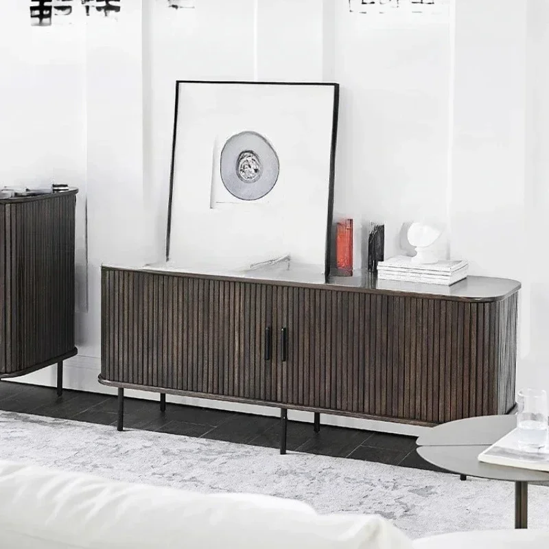 JJSolid Wood Rolling Shutter Door TV Cabinet Small Apartment Nordic Storage Storage Floor Cabinet