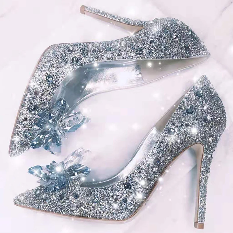 

Women's Shoes Luxury Rhinestone High Heels Women Pumps Fashion Pointed Toe Woman Crystal Party Wedding Shoes Zapatos De Mujer