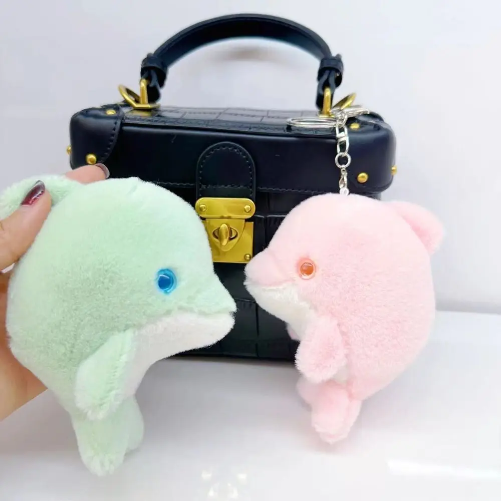 

Key Ring Dolphin Doll Keychain Dolphin Soft Fluffy Pom Pom Whale Key Ring Ins Cartoon Cute Dolphin Pendant Decoration