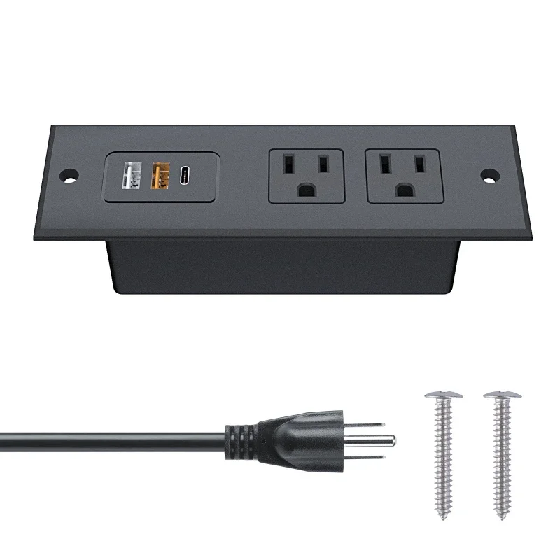 For Recessed Power Strip with 20W USB C Port Conference Recessed Power Outlet Socket Fast Charging 3.0 3A USB-A Desk Outlet