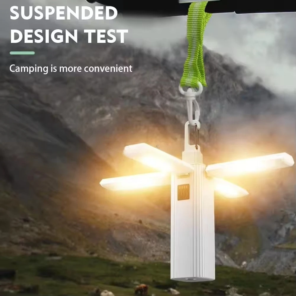 Rechargeable Camping Light Hook Tent Chandelier Multi-function Eye Protection Protable Flashlight Folding Handheld Hanging Lamps