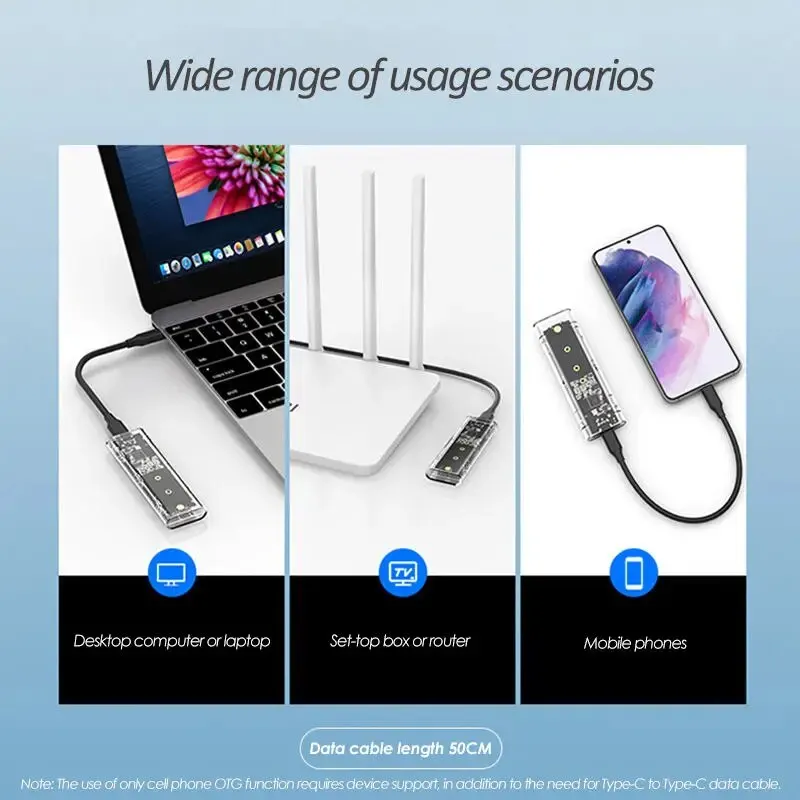 M.2 NVME PCIe NGFF SATA protocolo Dual SSD carcasa transparente USB tipo C 10Gbps PCI-E M2 SSD caja de disco duro externo transparente