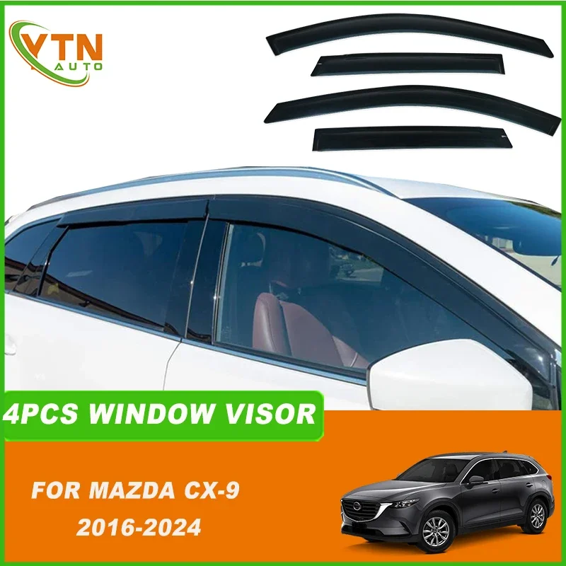 For Mazda CX9 CX-9 2016 2017 2018 2019 2020 2021 2022 2023 2024 Window Visor Sun Rain Guard Side Window Deflector