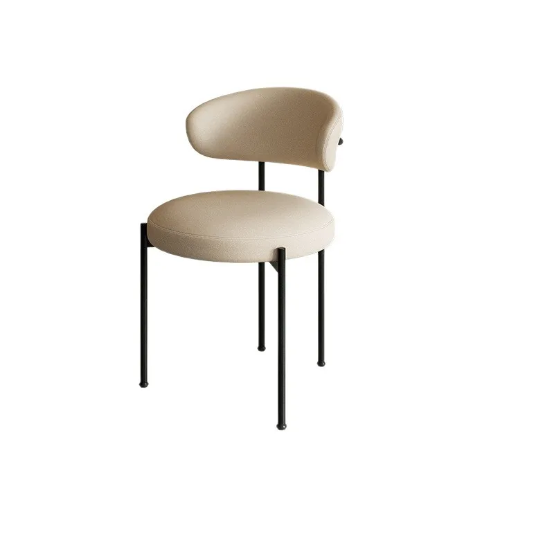 Mocha Oval Dining Table Matching Household Backrest Dressing Bedroom Makeup Stool Light Luxury Premium