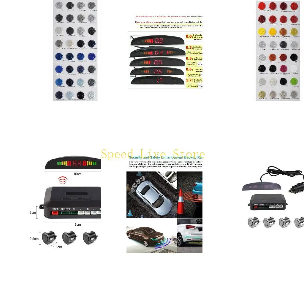 547C Car Reverse Aid Backup-Radar 4 Parking Sensors Distance Detection LED Display