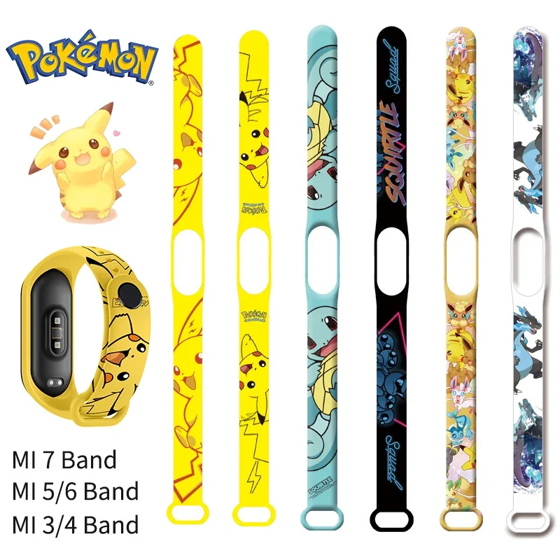 Pokemon Pikachu Silicone Strap for Xiaomi Mi Band 7 6 3 5 4 Kawaii Anime Watchband Bracelet Replacement Wristband for Mi Band