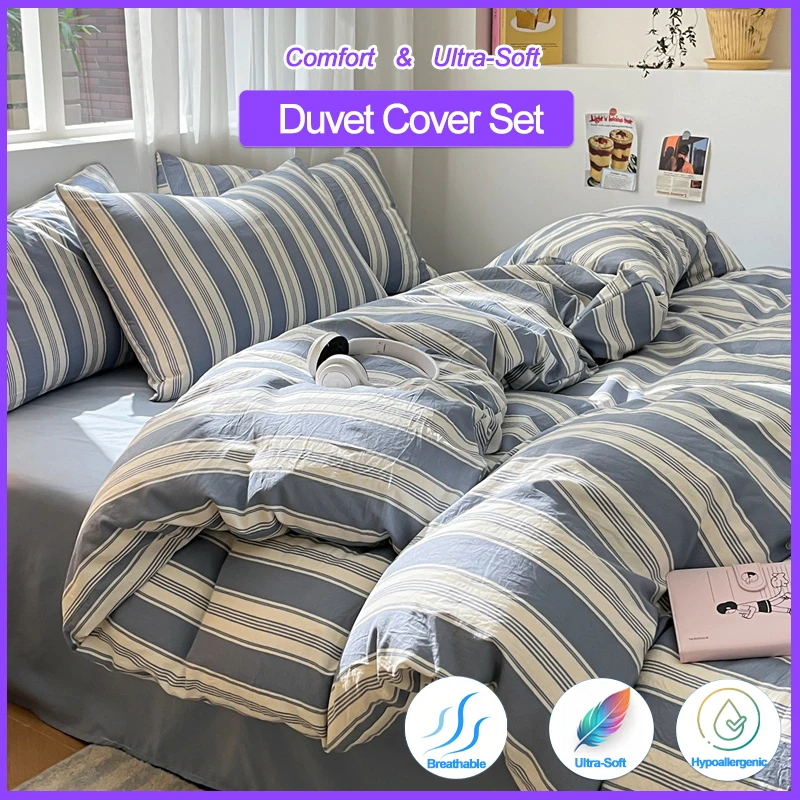 

Комплект пододеяльников в роскошном стиле для отеля, комплект постельного белья из 3 предметов, двойной/полный/одинарный/двойной размер, дышащий, легко в уходе и устойчив к выцветанию