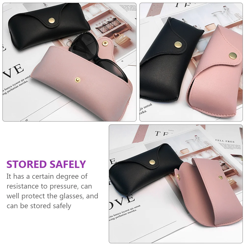 2 قطعة حافظة نظارات من البولي يوريثان سعة كبيرة حقيبة تخزين النظارات الشمسية حقيبة حامل النظارات المحمولة لمنظم النظارات باللون الأسود