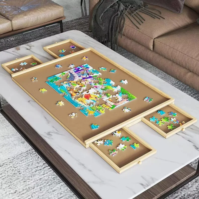 High-quality puzzle board table, 30 inch * 22.24 inch adult and child lazy rotating puzzle