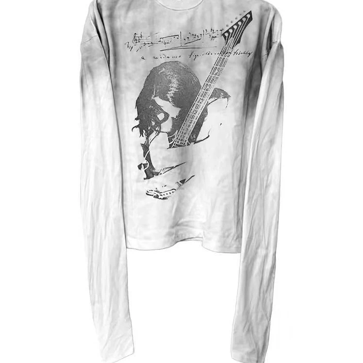 

Японская субкультура, белый спрей, грязный портрет, гитарный принт, эстетическая мужская и женская хип-хоп готическая классическая винтажная уличная одежда