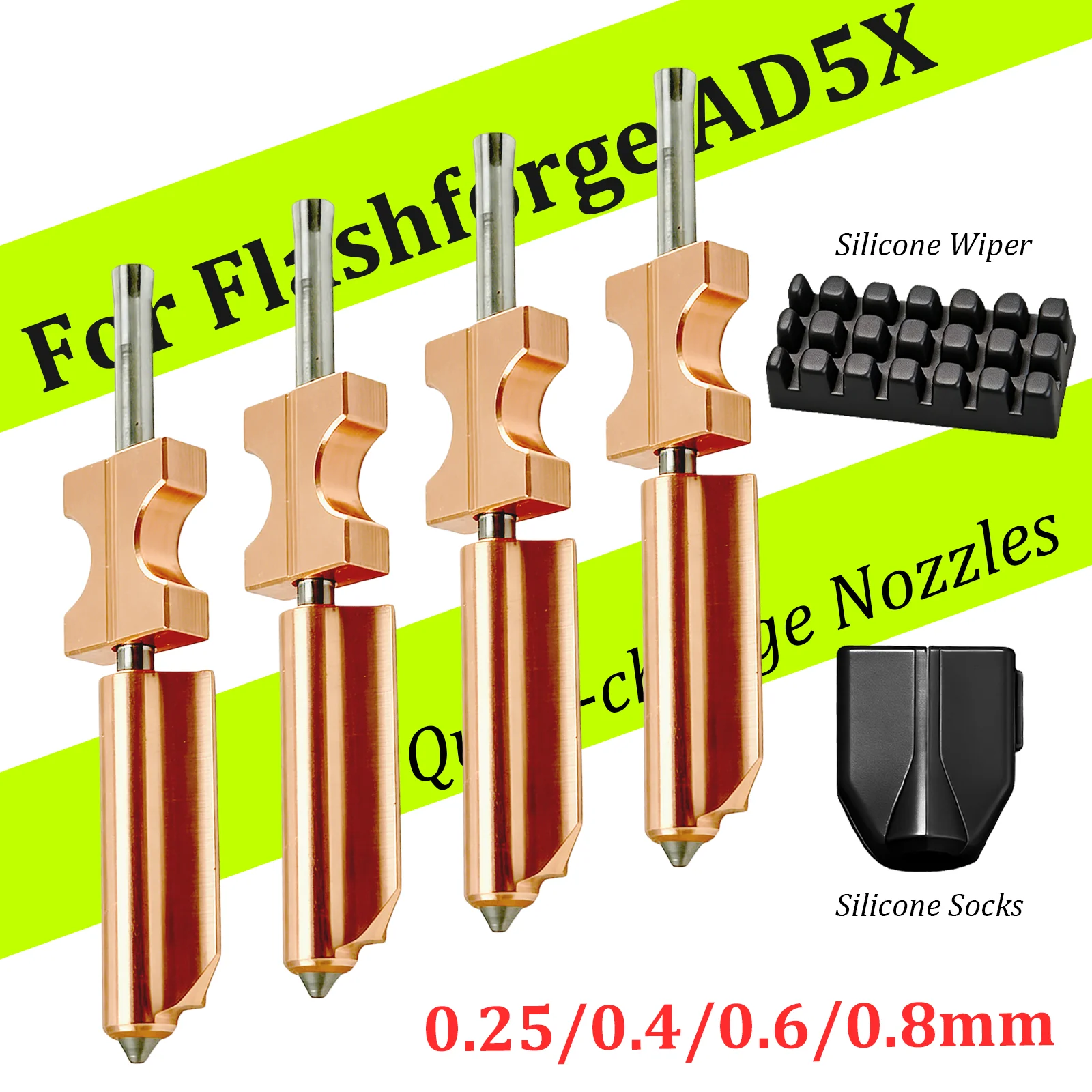 

For AD5X Upgraded 0.4mm Hotend Nozzles For Flashforge ad 5x Hot End/Printhead with Detachable Nozzle Silicone Sock+ Nozzle Brush