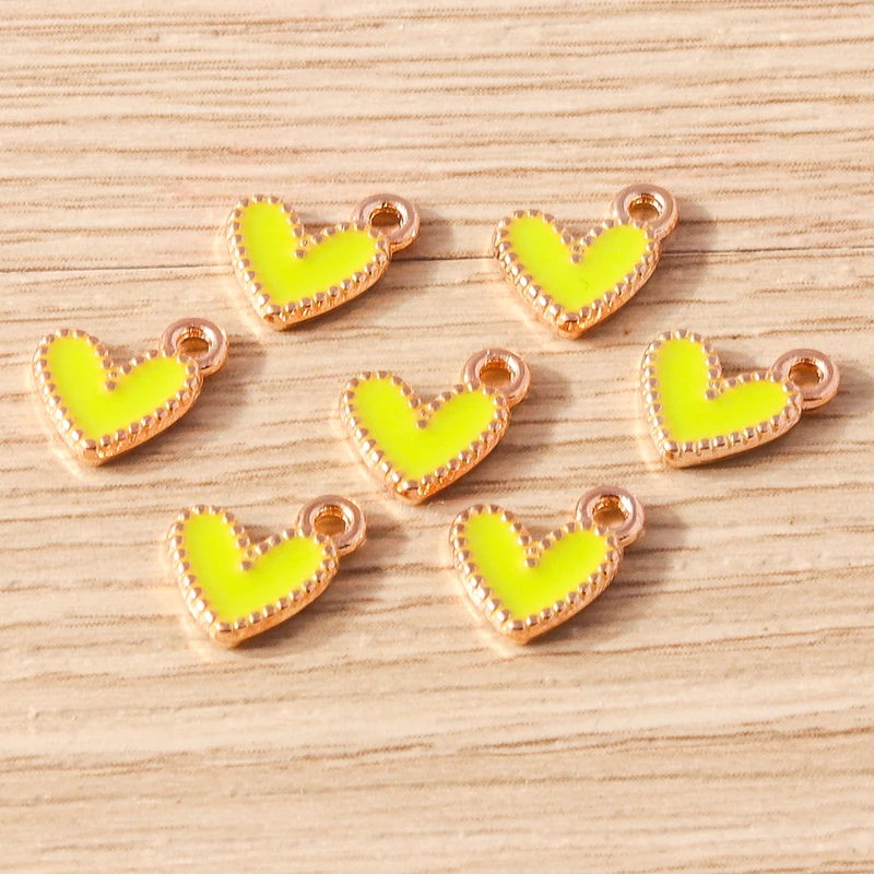 30 stücke 9x9mm süße kleine Emaille Liebe Herz Charms Anhänger für Schmuck machen Tropfen Ohrringe Halsketten Armband DIY Bastel bedarf – Detail 7