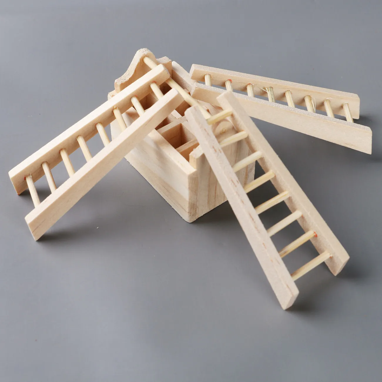 1pc Mini Stairs Dollhouse Miniature Wooden Climbing Ladder Cute Simulation Stairs Fairy Garden Landscape Supplies  Decoration