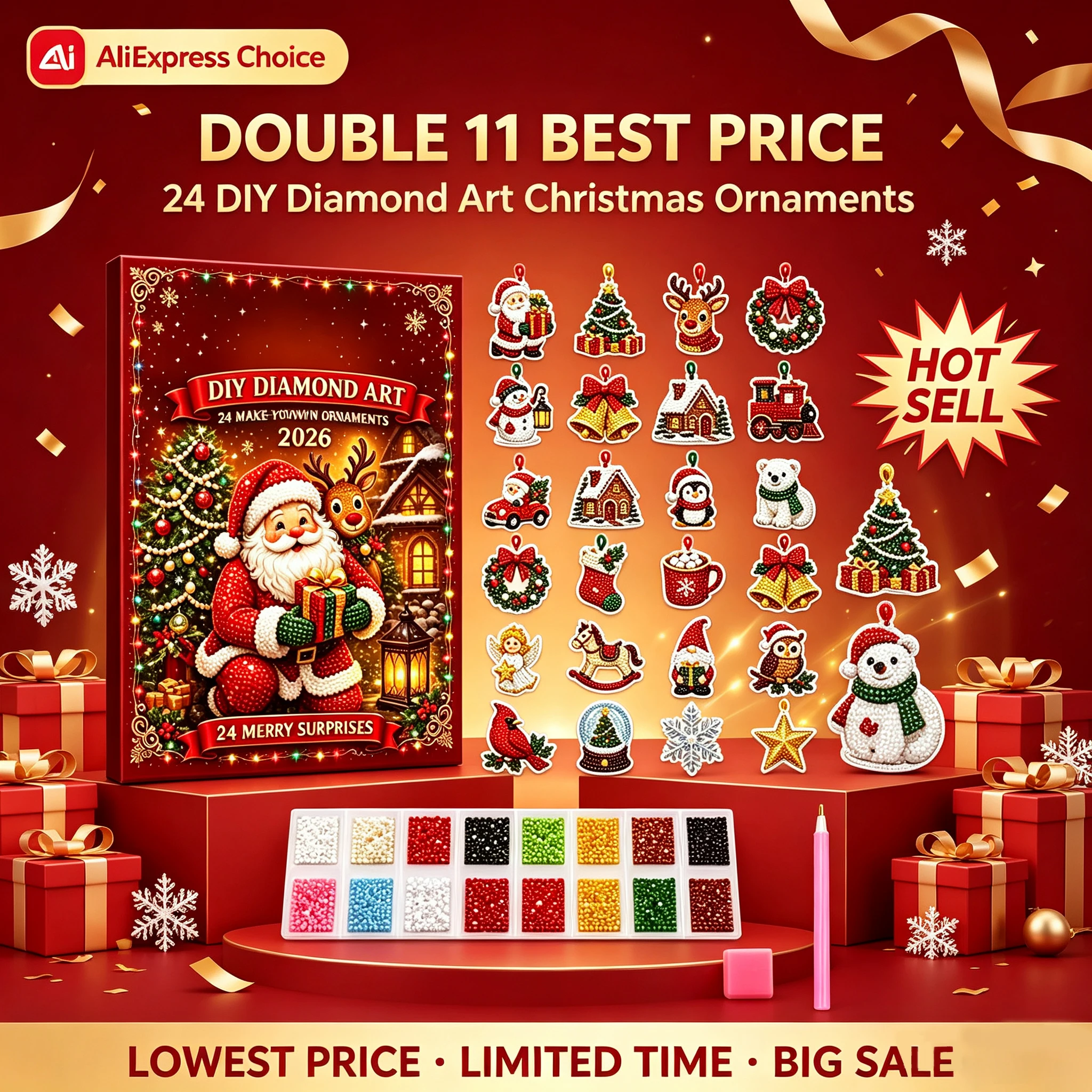 2026 New Shiny Christmas Tree Hanging Ornaments Handmade Craft Gift Box Set Kit Very Beautiful Decorations Adult Gift ﻿